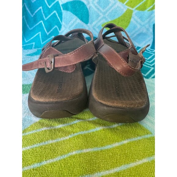 Merrell Agave Slingback Sandals Brown Leather Adjustable Straps Size 8 - Picture 4 of 10
